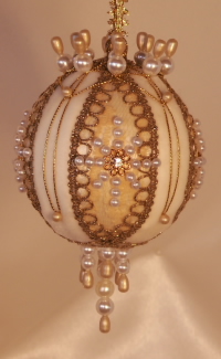 Heirloom ornaments, gift boxed, ivory velvet, Swarovski Crytals